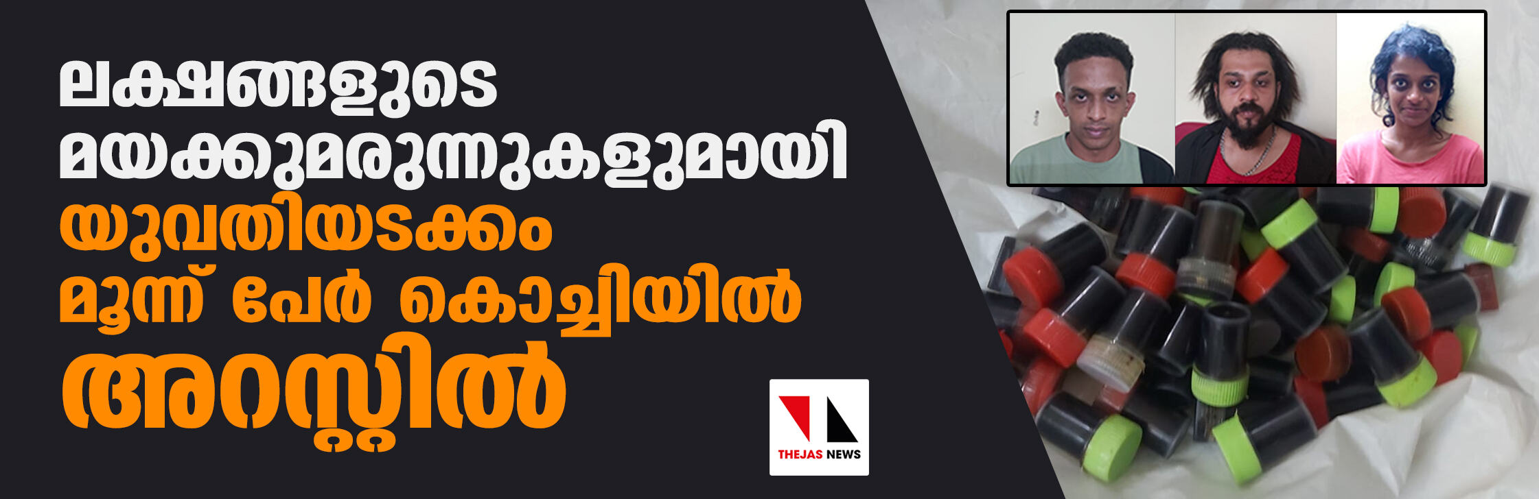 ലക്ഷങ്ങളുടെ മയക്കുമരുന്നുകളുമായി യുവതിയടക്കം മൂന്ന് പേര്‍ കൊച്ചിയില്‍ അറസ്റ്റില്‍