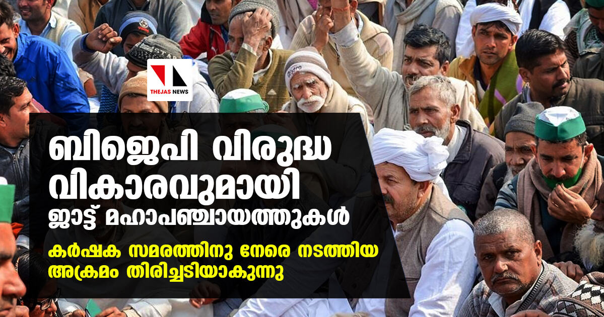 ബിജെപി വിരുദ്ധ വികാരവുമായി ജാട്ട് മഹാപഞ്ചായത്തുകള്: കര്ഷക സമരത്തിനു നേരെ നടത്തിയ അക്രമം തിരിച്ചടിയാകുന്നു ബിജെപി വിരുദ്ധ വികാരവുമായി ജാട്ട് മഹാപഞ്ചായത്തുകള്: കര്ഷക സമരത്തിനു നേരെ നടത്തിയ അക്രമം തിരിച്ചടിയാകുന്നു