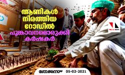 ആണികള് നിരത്തിയ റോഡില് പൂങ്കാവനമൊരുക്കി കര്ഷകര് ആണികള് നിരത്തിയ റോഡില് പൂങ്കാവനമൊരുക്കി കര്ഷകര്