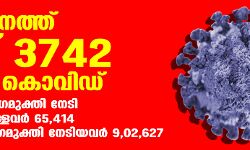 സംസ്ഥാനത്ത് ഇന്ന് 3742 പേര്‍ക്ക് കൊവിഡ്;    കൊല്ലത്ത് ഇന്നും 891 പേര്‍ക്ക് രോഗബാധ
