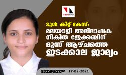 ടൂള്‍ കിറ്റ് കേസ്: മലയാളി അഭിഭാഷക നികിത ജേക്കബിന് മൂന്ന് ആഴ്ചത്തെ ഇടക്കാല ജാമ്യം