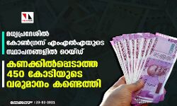 മധ്യപ്രദേശില്‍ കോണ്‍ഗ്രസ് എംഎല്‍എയുടെ സ്ഥാപനങ്ങളില്‍ റെയ്ഡ്; കണക്കില്‍പ്പെടാത്ത 450 കോടിയുടെ വരുമാനം കണ്ടെത്തി
