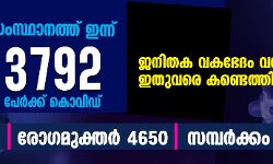 സംസ്ഥാനത്ത് ഇന്ന് 3,792 കൊവിഡ് രോഗികള്‍; ജനിതക വകഭേദം വന്ന വൈറസ് ഇതുവരെ കണ്ടെത്തിയത് 11 പേരില്‍