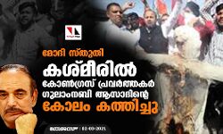 മോദി സ്തുതി: കശ്മീരില്‍ കോണ്‍ഗ്രസ് പ്രവര്‍ത്തകര്‍  ഗുലാംനബി ആസാദിന്റെ കോലം കത്തിച്ചു