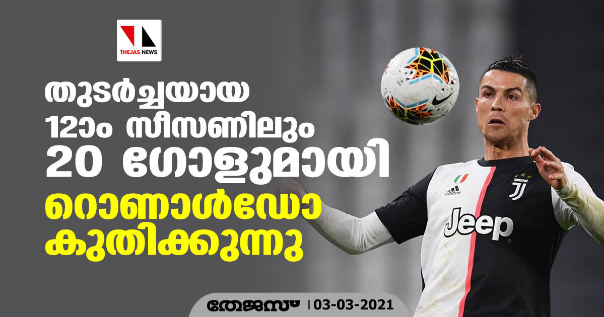 തുടര്ച്ചയായ 12ാം സീസണിലും 20 ഗോളുമായി റൊണാള്ഡോ കുതിക്കുന്നു തുടര്ച്ചയായ 12ാം സീസണിലും 20 ഗോളുമായി റൊണാള്ഡോ കുതിക്കുന്നു
