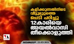 കളിക്കുന്നതിനിടെ വീട്ടുമുറ്റത്തെ ചെടി പറിച്ചു; 12കാരിയെ അയല്‍വാസി തീക്കൊളുത്തി
