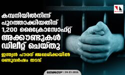 കമ്പനിയില്‍നിന്ന് പുറത്താക്കിയതിന് 1,200 മൈക്രോസോഫ്റ്റ് അക്കൗണ്ടുകള്‍ ഡിലീറ്റ് ചെയ്തു; ഇന്ത്യന്‍ പൗരന് അമേരിക്കയില്‍ രണ്ടുവര്‍ഷം തടവ്