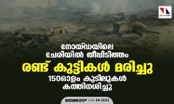നോയ്ഡയിലെ ചേരിയില്‍ തീപ്പിടിത്തം: രണ്ട് കുട്ടികള്‍ മരിച്ചു; 150ഓളം കുടിലുകള്‍ കത്തിനശിച്ചു