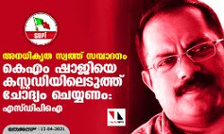 അനധികൃത സ്വത്ത് സമ്പാദനം: കെഎം ഷാജിയെ കസ്റ്റഡിയിലെടുത്ത് ചോദ്യം ചെയ്യണം: എസ്ഡിപിഐ