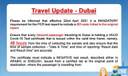 ദുബയിലെത്തുന്ന യാത്രക്കാര്‍ വിശദമായ കോവിഡ് റിസള്‍ട്ട്  ഹാജരാക്കണം