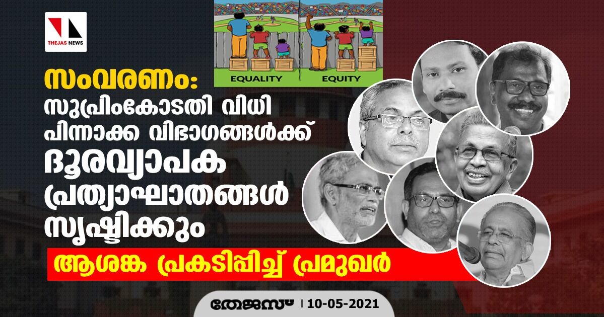 സംവരണം: സുപ്രിംകോടതി വിധി പിന്നാക്ക വിഭാഗങ്ങള്‍ക്ക് ദൂരവ്യാപക പ്രത്യാഘാതങ്ങള്‍ സൃഷ്ടിക്കും; ആശങ്ക പ്രകടിപ്പിച്ച് പ്രമുഖര്‍