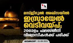 മസ്ജിദുല്‍ അഖ്‌സയില്‍ ഇസ്രായേല്‍ സൈന്യത്തിന്റെ അതിക്രമം; 20 പേര്‍ക്ക് പരിക്ക്