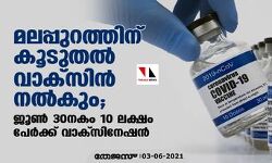 മലപ്പുറത്തിന് കൂടുതല്‍ വാക്‌സിന്‍ നല്‍കും ; ജൂണ്‍ 30നകം 10 ലക്ഷം പേര്‍ക്ക് വാക്സിനേഷന്‍