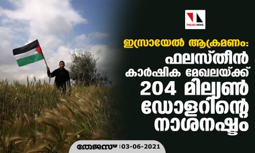 ഇസ്രായേല്‍ ആക്രമണം: ഫലസ്തീന്‍ കാര്‍ഷിക മേഖലയ്ക്ക് 204 മില്യണ്‍ ഡോളറിന്റെ നാശനഷ്ടം