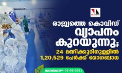 രാജ്യത്തെ കൊവിഡ് വ്യാപനം കുറയുന്നു; 24 മണിക്കൂറിനുള്ളില്‍ 1,20,529 പേര്‍ക്ക് രോഗബാധ