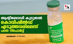 ആന്റിബോഡി കൂടുതല് കൊവിഷീല്ഡ് എടുത്തവരിലെന്ന് പഠന റിപോര്ട്ട് ആന്റിബോഡി കൂടുതല് കൊവിഷീല്ഡ് എടുത്തവരിലെന്ന് പഠന റിപോര്ട്ട്