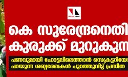 കെ സുരേന്ദ്രനെതിരേ കുരുക്ക് മുറുകുന്നു; പണവുമായി ഹോട്ടലിലെത്താന്‍ സെക്രട്ടറിയോട് പറയുന്ന ശബ്ദരേഖകള്‍ പുറത്തുവിട്ട് പ്രസീത