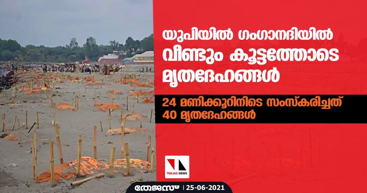 യുപിയില് ഗംഗാനദിയില് വീണ്ടും കൂട്ടത്തോടെ മൃതദേഹങ്ങള്, 24 മണിക്കൂറിനിടെ സംസ്കരിച്ചത് 40 മൃതദേഹങ്ങള് യുപിയില് ഗംഗാനദിയില് വീണ്ടും കൂട്ടത്തോടെ മൃതദേഹങ്ങള്, 24 മണിക്കൂറിനിടെ സംസ്കരിച്ചത് 40 മൃതദേഹങ്ങള്