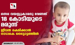 ഒന്നര വയസ്സുകാരനു വേണ്ടത് 18 കോടിയുടെ മരുന്ന്; ജീവന്‍ രക്ഷിക്കാന്‍ നാടാകെ നെട്ടോട്ടത്തില്‍