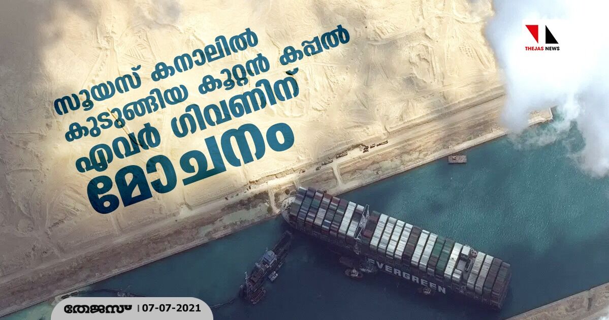 സൂയസ് കനാലില്‍ കുടുങ്ങിയ കൂറ്റന്‍ കപ്പല്‍ എവര്‍ ഗിവണിന് മോചനം