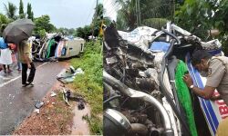 മൃതദേഹവുമായി വരികയായിരുന്ന ആംബുലന്‍സ് ഉള്‍പ്പെടെ മൂന്ന് വാഹനങ്ങള്‍ കൂട്ടിയിടിച്ചു; എട്ടുപേര്‍ക്ക് പരിക്ക്