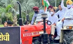 കര്‍ഷകദ്രോഹ നിയമം; പാര്‍ലമെന്റിലേക്ക് ട്രാക്ടറോടിച്ച് രാഹുല്‍ ഗാന്ധി