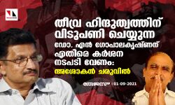 തീവ്ര ഹിന്ദുത്വത്തിന് വിടുപണി ചെയ്യുന്ന ഡോ.എന്‍ ഗോപാലകൃഷ്ണനെതിരെ കര്‍ശന നടപടി വേണം: അശോകന്‍ ചരുവില്‍