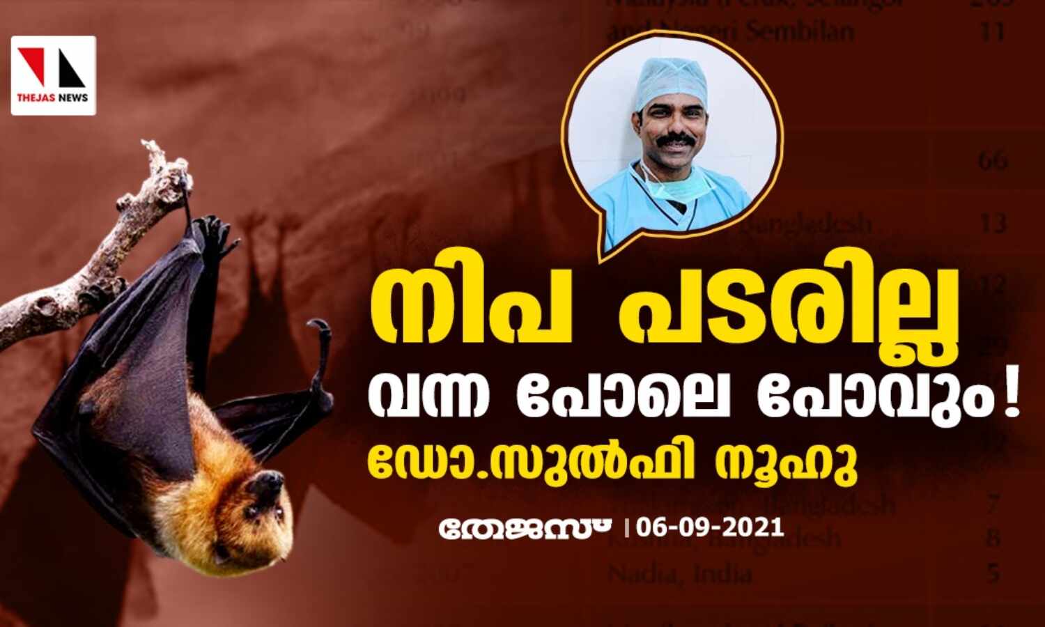 നിപ പടരില്ല; വന്ന പോലെ പോവും ! നിപ പടരില്ല; വന്ന പോലെ പോവും !