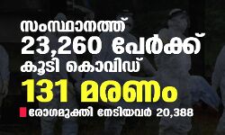 സംസ്ഥാനത്ത് ഇന്ന് 23,260 പേര്‍ക്ക് കൊവിഡ്;   മരണം 131