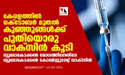 കേരളത്തില്‍ ഒക്‌ടോബര്‍ മുതല്‍ കുഞ്ഞുങ്ങള്‍ക്ക് പുതിയൊരു വാക്‌സിന്‍ കൂടി; ന്യൂമോകോക്കല്‍ രോഗത്തിനെതിരേ ന്യൂമോകോക്കല്‍ കോണ്‍ജുഗേറ്റ് വാക്‌സിന്‍