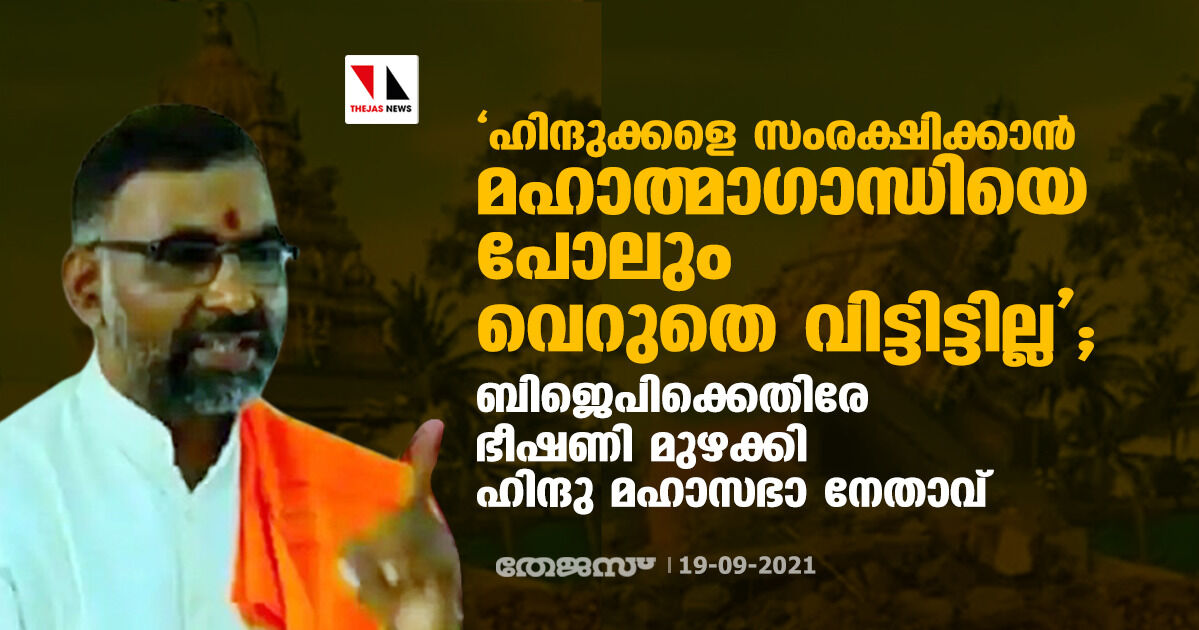 ഹിന്ദുക്കളെ സംരക്ഷിക്കാന്‍ മഹാത്മാഗാന്ധിയെ പോലും വെറുതെ വിട്ടിട്ടില്ല; ബിജെപിക്കെതിരേ ഭീഷണി മുഴക്കി ഹിന്ദു മഹാസഭാ നേതാവ്