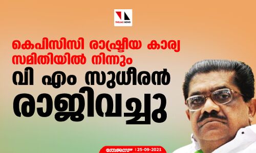 കെപിസിസി രാഷ്ട്രീയ കാര്യ സമിതിയില്‍ നിന്നും വി എം സുധീരന്‍ രാജിവച്ചു