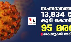 സംസ്ഥാനത്ത് 13,834 പേര്ക്ക് കൊവിഡ് 19 സ്ഥിരീകരിച്ചു സംസ്ഥാനത്ത് 13,834 പേര്ക്ക് കൊവിഡ് 19 സ്ഥിരീകരിച്ചു