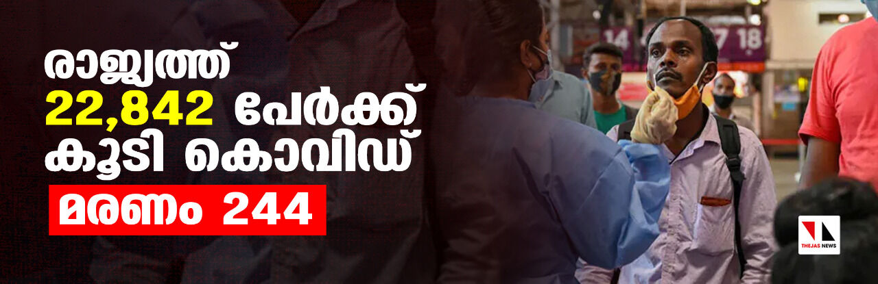 രാജ്യത്ത് 22,842 പേര്ക്ക് കൂടി കൊവിഡ്; മരണം 244 രാജ്യത്ത് 22,842 പേര്ക്ക് കൂടി കൊവിഡ്; മരണം 244