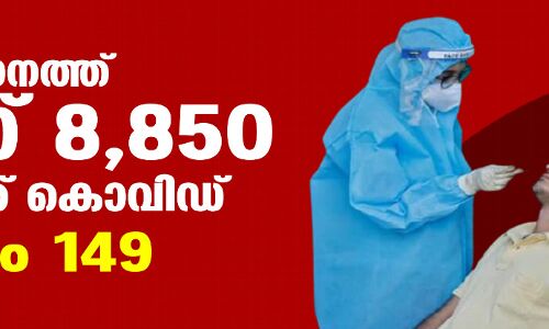 സംസ്ഥാനത്ത് ഇന്ന് 8,850 പേര്‍ക്ക് കൊവിഡ്;   മരണം 149