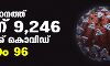 സംസ്ഥാനത്ത് ഇന്ന് 9246 പേര്‍ക്ക് കൊവിഡ്;   മരണം 96