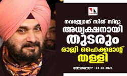 നവജ്യോത് സിങ് സിദ്ദു അധ്യക്ഷനായി തുടരും; രാജി ഹൈക്കമാന്റ് തള്ളി