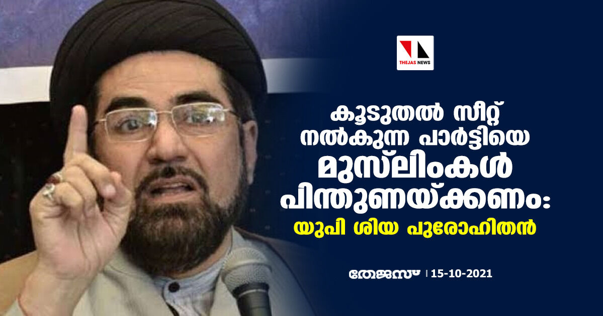 കൂടുതല്‍ സീറ്റ് നല്‍കുന്ന പാര്‍ട്ടിയെ മുസ്‌ലിംകള്‍ പിന്തുണയ്ക്കണം: യുപി ശിയ പുരോഹിതന്‍