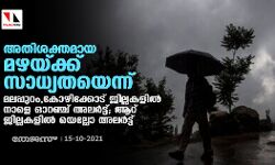അതിശക്തമായ മഴയ്ക്ക് സാധ്യതയെന്ന്; മലപ്പുറം,കോഴിക്കോട് ജില്ലകളില്‍ നാളെ ഓറഞ്ച് അലര്‍ട്ട്; ആറു ജില്ലകളില്‍ യെല്ലോ അലര്‍ട്ട്