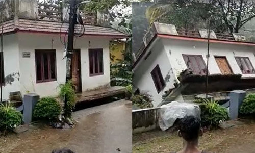 മുണ്ടക്കയത്ത് ഇരുനില വീട് മലവെള്ളപ്പാച്ചിലില്‍ ഒലിച്ചുപോയി; നടുക്കും ഈ ദൃശ്യം