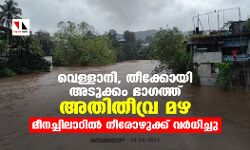 വെള്ളാനി, തീക്കോയി അടുക്കം ഭാഗത്ത് അതി തീവ്രമഴ:മീനച്ചിലാറില്‍ നീരോഴുക്ക് വര്‍ദ്ധിച്ചു