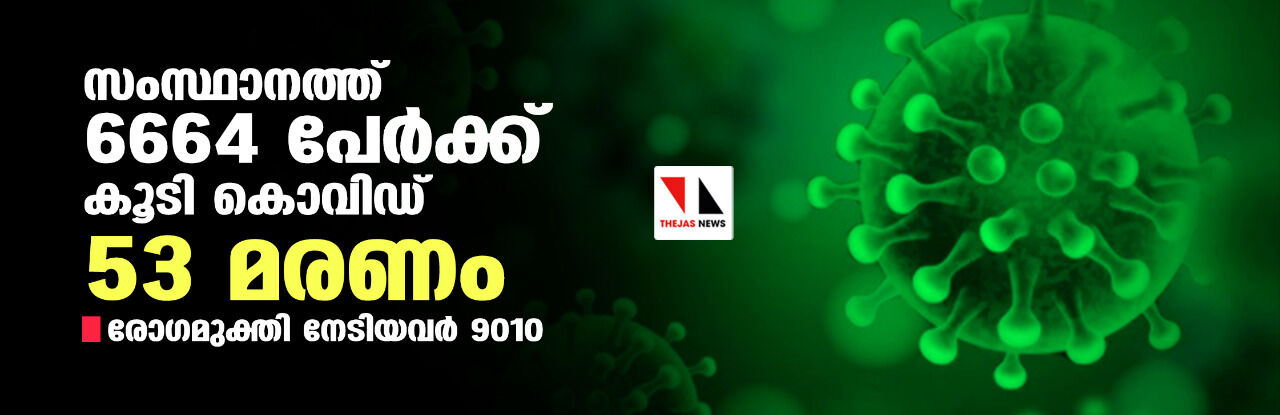 കേരളത്തില് ഇന്ന് 6664 പേര്ക്ക് കൊവിഡ്; ടിപിആര് 10.88, രോഗമുക്തി 9010 കേരളത്തില് ഇന്ന് 6664 പേര്ക്ക് കൊവിഡ്; ടിപിആര് 10.88, രോഗമുക്തി 9010