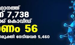 സംസ്ഥാനത്ത് ഇന്ന് 7738 പേര്‍ക്ക് കൊവിഡ്;   മരണം 56