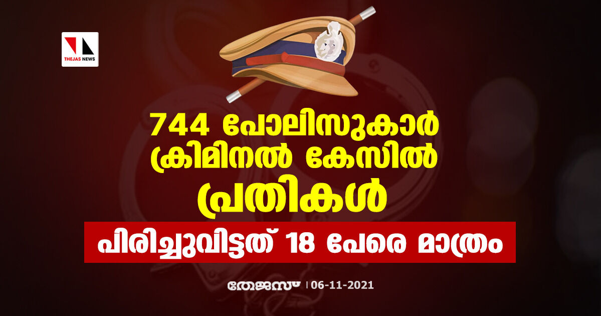 744 പോലിസുകാര്‍ ക്രിമിനല്‍ കേസില്‍ പ്രതികള്‍; പിരിച്ചുവിട്ടത് 18 പേരെ മാത്രം