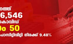 സംസ്ഥാനത്ത് ഇന്ന് 6546 പേര്‍ക്ക് കൊവിഡ്;   മരണം 50