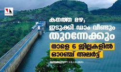 കനത്ത മഴ; ഇടുക്കി ഡാം വീണ്ടും തുറന്നേക്കും, നാളെ 6 ജില്ലകളിൽ ഓറഞ്ച് അലർട്ട്