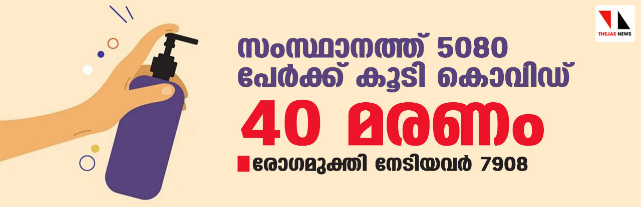 സംസ്ഥാനത്ത് ഇന്ന് 5,080 പേര്‍ക്ക് കൊവിഡ്; 40 മരണം