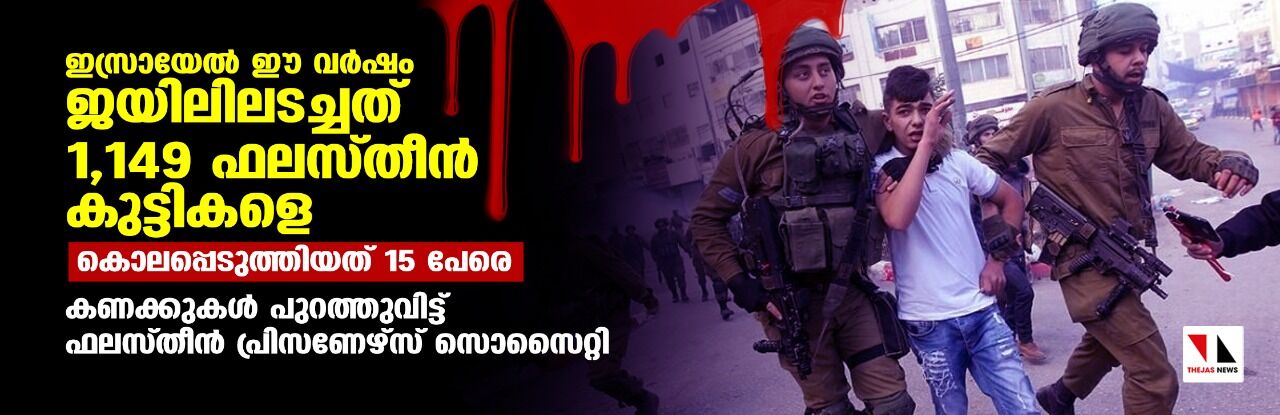 ഇസ്രായേല്‍ ഈ വര്‍ഷം ജയിലിലടച്ചത് 1,149 ഫലസ്തീന്‍ കുട്ടികളെ, കൊലപ്പെടുത്തിയത് 15 പേരെ; കണക്കുകള്‍ പുറത്തുവിട്ട് ഫലസ്തീന്‍ പ്രിസണേഴ്‌സ് സൊസൈറ്റി