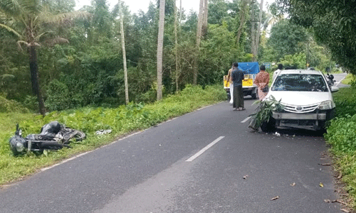 കാറില്‍ ബൈക്കിടിച്ച് രണ്ട് യുവാക്കള്‍ക്ക് പരുക്കേറ്റു