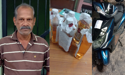 സ്കൂട്ടറില് മദ്യം വില്പ്പന നടത്തിയയാളെ പിടികൂടി സ്കൂട്ടറില് മദ്യം വില്പ്പന നടത്തിയയാളെ പിടികൂടി